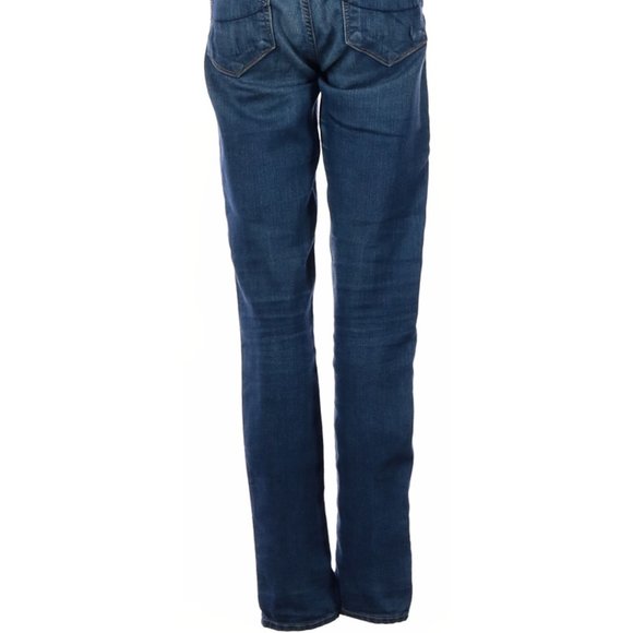 Paige Jeans Blue Whiskering Flared Leg Cut Mid Rise Waist Sz 25 #436 - Picture 4 of 4